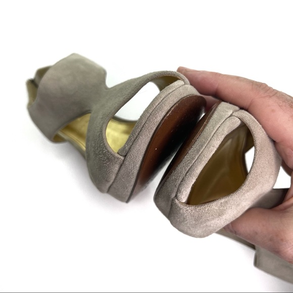 J. Crew Alecia Gray Suede Peep Toe Platform Pumps - Picture 5 of 11